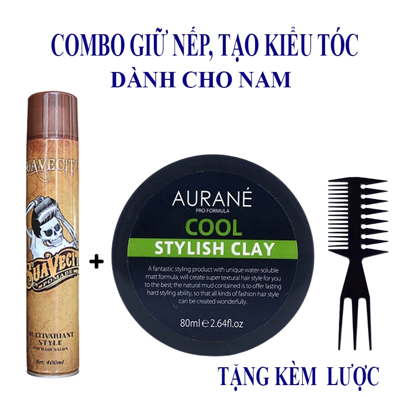 Combo gôm xịt tóc + sáp vuốt tóc giữ nếp