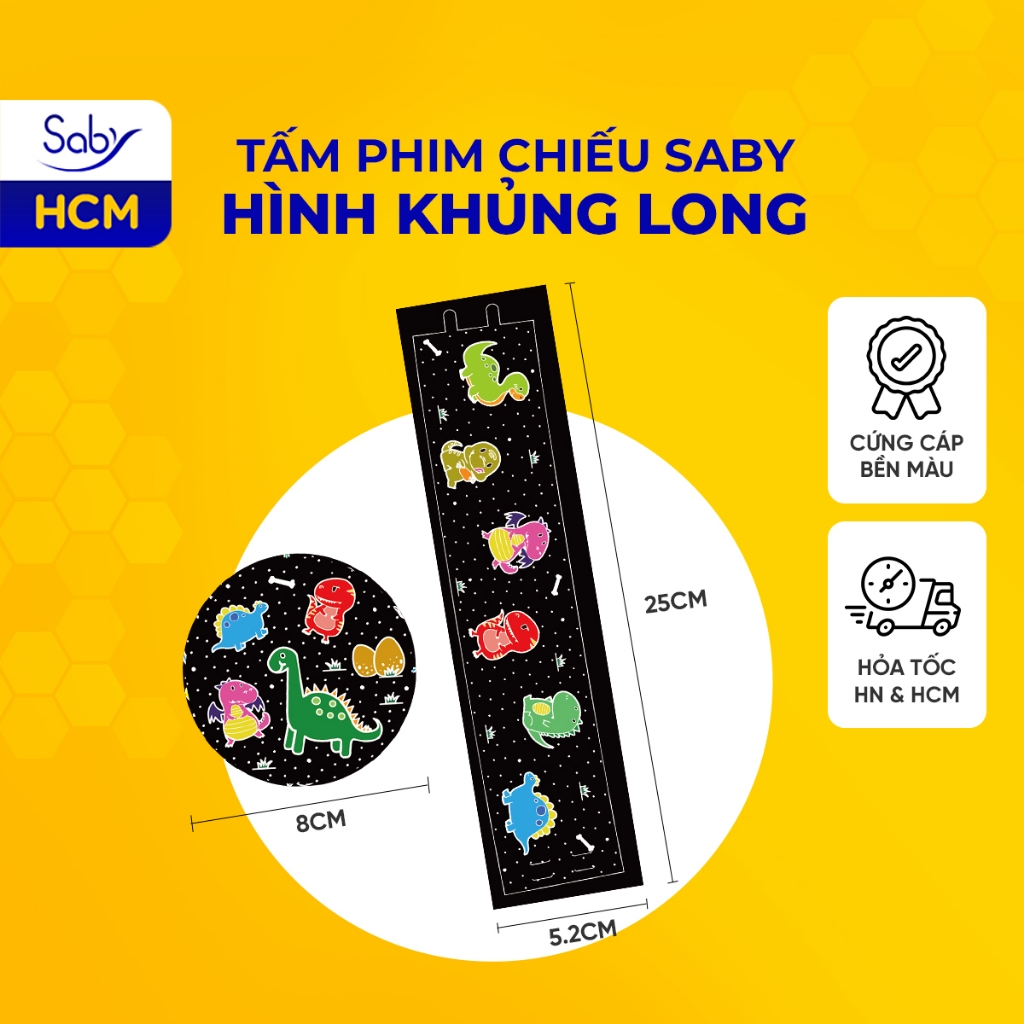 Tấm phim chiếu Saby hình khủng long, phim chiếu cho đèn chiếu sao Saby Dreamz và Saby Stories