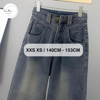 Quần jeans dáng xuông size XXS XS kiểu dáng mới chất phối jeans hàng Quảng Châu năm 2024