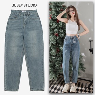 Quần Baggy Jeans Nữ Lưng Cao Thêu Nơ Kiểu Dáng Trơn Thời Trang