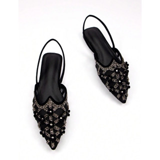    Hàng order  giày bệt mũi nhọn cho nữ tag đá hoa thanh lịch form to khách lùi 1 size 