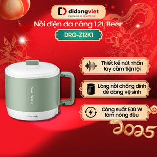 Nồi Điện Đa Năng Mini 1.2L Bear DRG-Z12K1 | Công suất 500W - Nấu Lẩu, Mì, Xào, Hầm, Chống Dính | Bảo Hành 18 Tháng