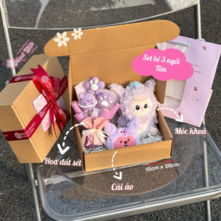 Set quà tặng Gấu xinh, combo qunà tặng gấu bông giáng sinh, Combo gấu bông tất cặp tóc giáng sinh quà tặng