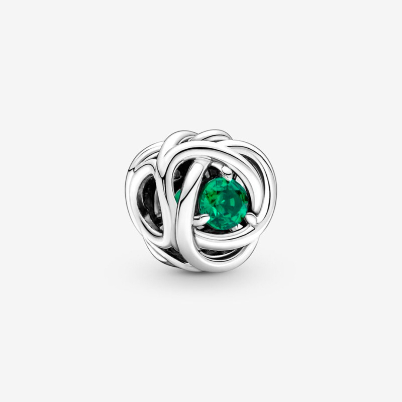 CHÍNH HÃNG - PANDORA May Green Eternity Circle Charm (Silver Sterling, Crystal Green) - Hạt trang tr