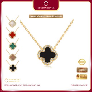 Vòng cổ bạc Ý 925 cỏ 4 lá mạ vàng 18K cao cấp Duyson Silver, Dây chuyền bạc Four Leaf Clover DCXK74