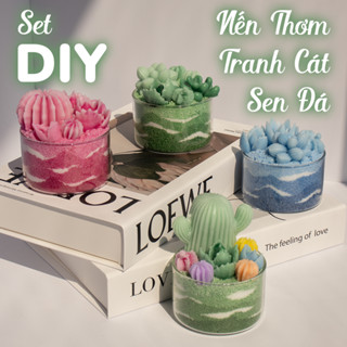 SET DIY Nến Cát Thơm Thư Giãn Hình Chậu Sen Đá Xương Rồng Siêu Xinh Tự Tay Làm - Quà Tặng Valentine Kỉ Niệm