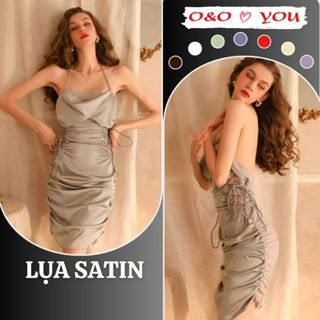 (Che tên) Váy ngủ lụa ren phối hợp voan co dãn, hở ngực gợi cảm A1612 O&O đa dạng màu sắc, big size