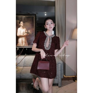  Đầm Tweed Dự Tiệc Bling Bling Thiết Kế Khoét Ngực Đính Đá Quyến Rũ Bliss Shop - V313 