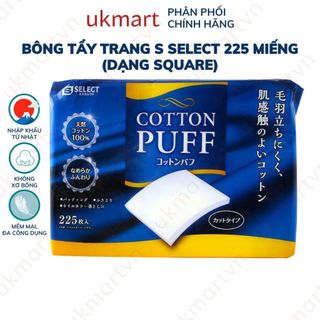 Bông Tẩy Trang S Select Nhật Bản 80 (Dạng Side-Sealed) - 225 Miếng (Dạng Square)
