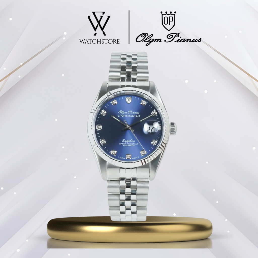 Đồng Hồ Cơ Nam Olym Pianus OP89322AGS Mặt Xanh Kính Sapphire 36mm và 40mm Chống Nước Dây Kim Loại Dạ