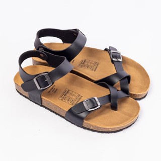 PU14- Dép sandal đế trấu nam nữ BIRKEN quai chéo Unisex da PU, xăng đan quai hậu học sinh chính hãng BIOLINE