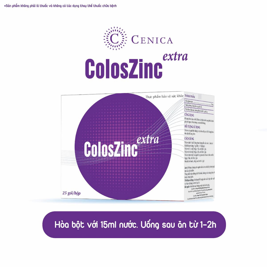 Kẽm hữu cơ Coloszinc Zeambi (Extra mới) dạng bột hộp 25 gói