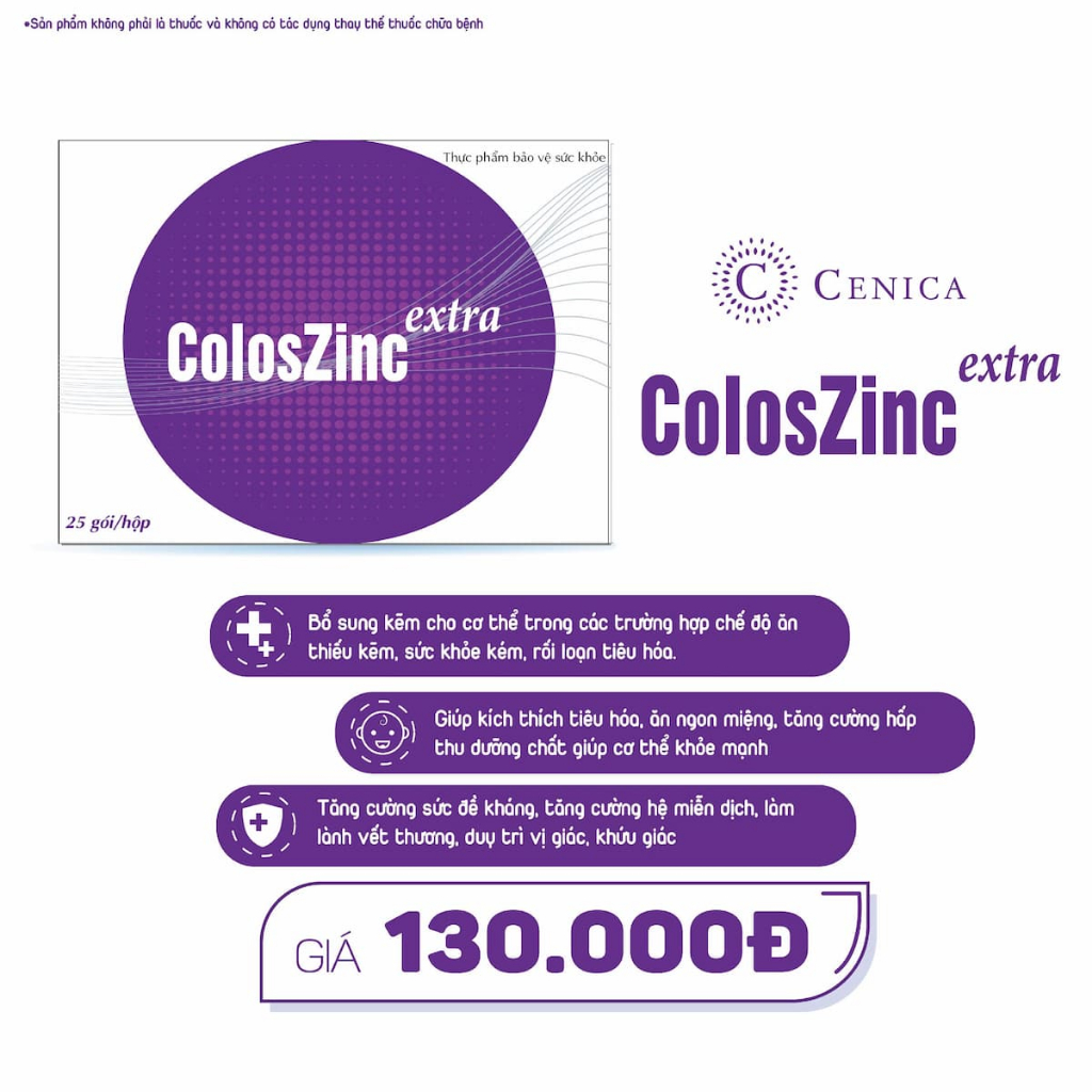 Kẽm hữu cơ Coloszinc Zeambi (Extra mới) dạng bột hộp 25 gói
