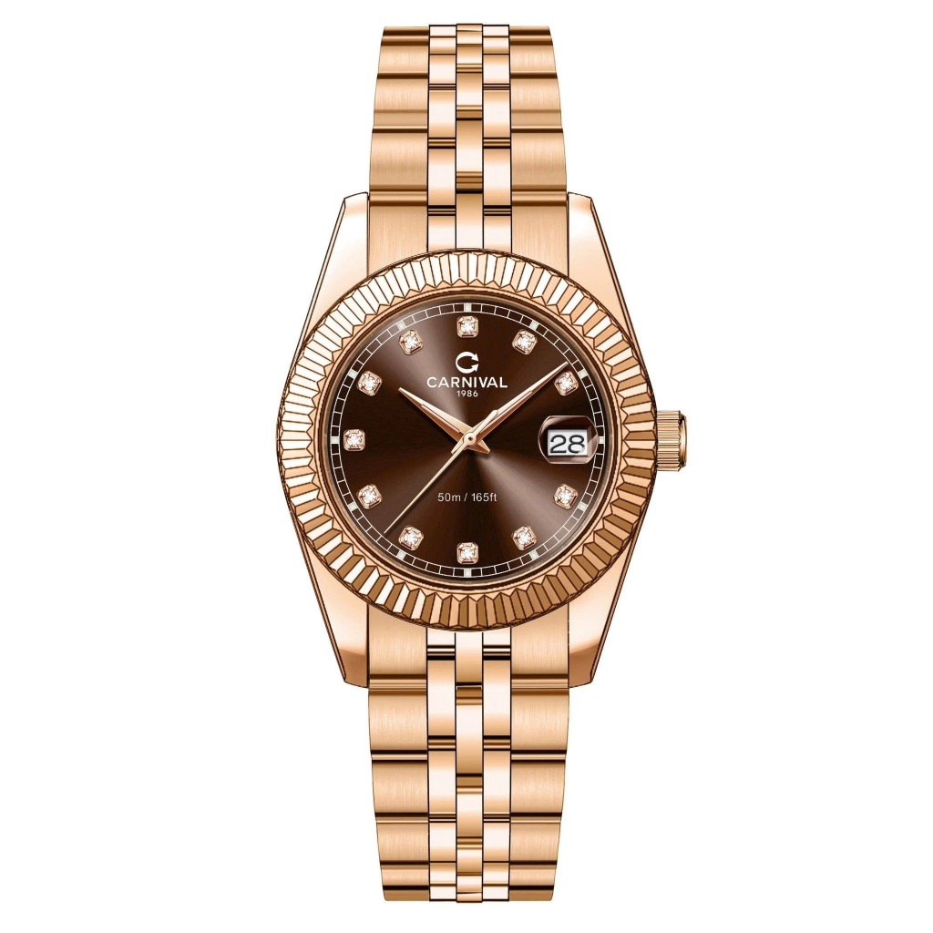 Đồng hồ nữ chính hãng Carnival 8131 8131L dây thép máy pin Nhật mặt kính sapphire size 30mm