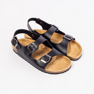 PU02- Dép sandal đế trấu nam nữ BIRKEN Unisex, xăng đan quai hậu da PU chính hãng BIOLINE