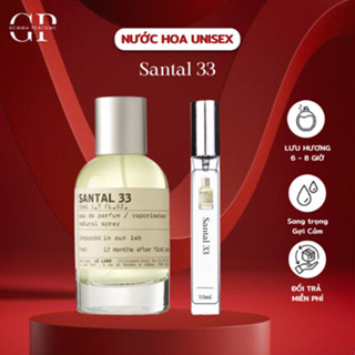 Nước Hoa Unisex LE LABO SANTAL 33 , Nước Hoa Chính Hãng Tinh Tế Lôi Cuốn Gemma Perfume, Chiết 10ml