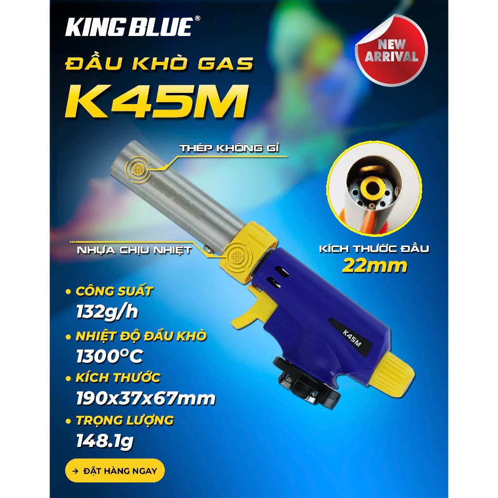 Đầu khò Kingblue K45M có chỉnh oxy và đảo lửa tốt - Hàng chính hãng