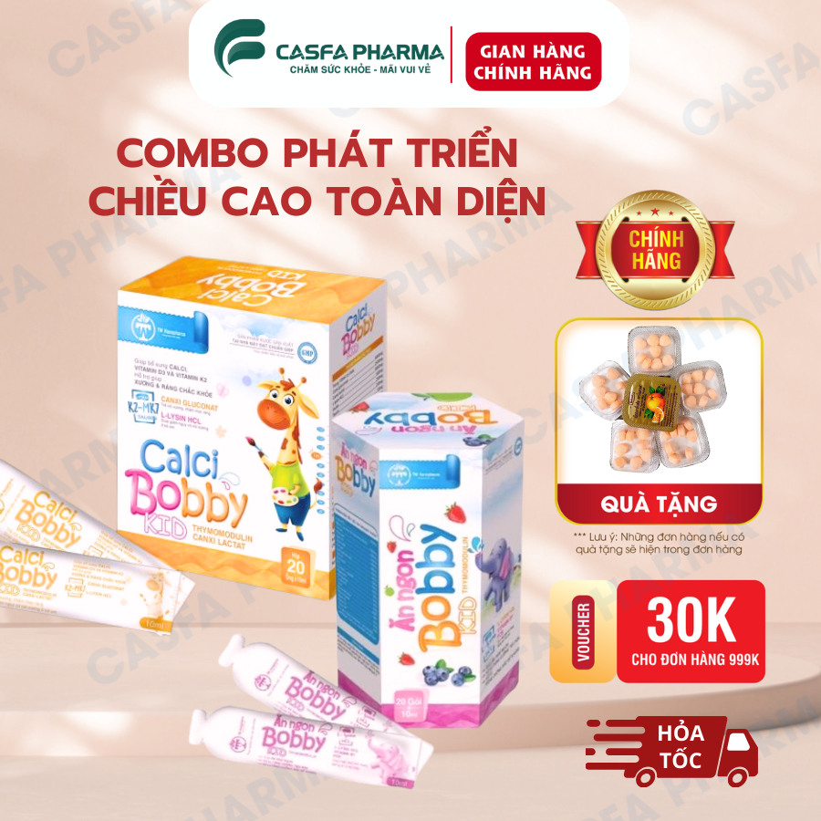 Combo 1 Canxi bobby + 1 ăn ngủ ngon bobby phát triển chiều cao, ăn ngon ngủ ngon cho bé