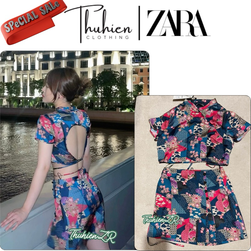 THUHIENZR(sẵn S)Set ZARA 8380/644; 8419/644 SATIN cô gái Trung Hoa khoét lưng(kèm ảnh thật)