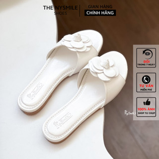 Dép bản ngang nữ 1p, dép lê bệt bản ngang bông hoa trà xinh xắn mang Tết The NySmile - ROSE