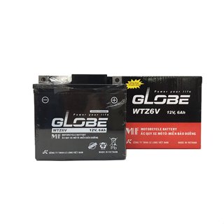 Bình Ắc Quy Khô Xe Máy GLOBE WTZ6V 12V6AH dùng cho NOZZA, AirBlade, SH MODE, SH Việt Nam