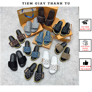 (1239)Dép lê nữ đế bánh mỳ quai dán họa tiết hoa hàng QCCC fullbox