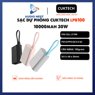 Sạc Dự Phòng Cuktech 10000mAh LPB100 1C1A 33w PD3.0/PPS/QC3.0  - Bảo Hành 18 Tháng