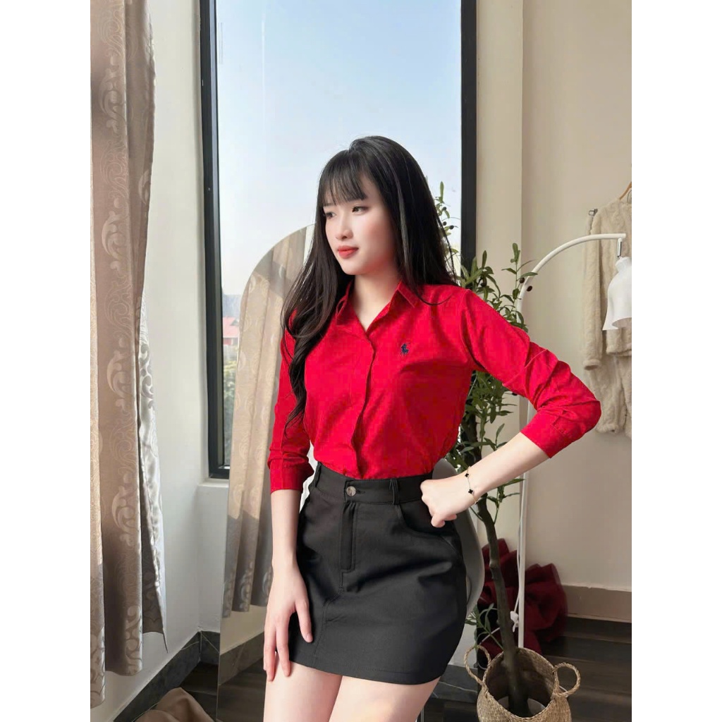 Áo sơ mi nữ tay dài thêu ngựa giấu cúc nhiều màu phong cách hàn quốc mã A22 | BigBuy360 - bigbuy360.vn