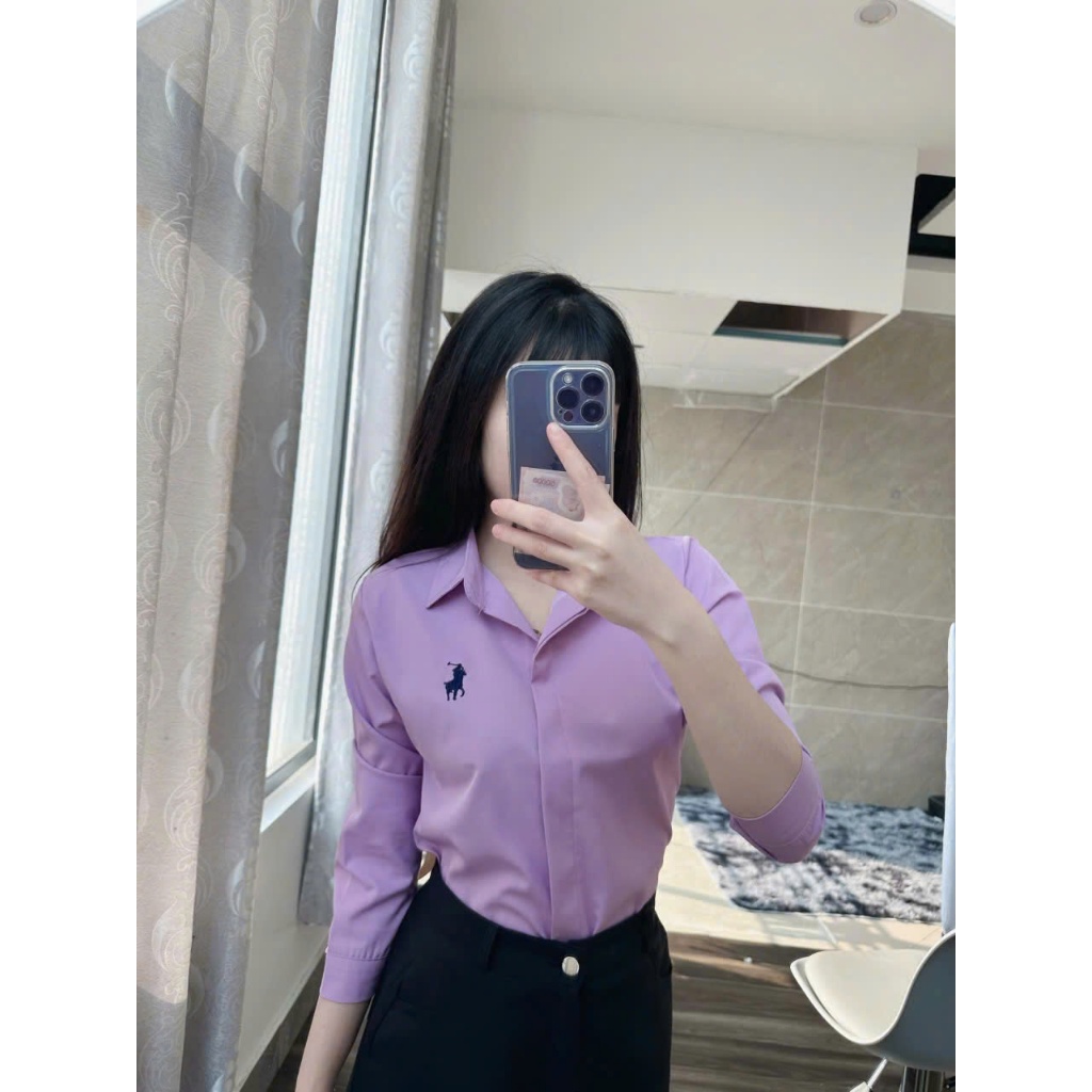 Áo sơ mi nữ tay dài thêu ngựa giấu cúc nhiều màu phong cách hàn quốc mã A22 | BigBuy360 - bigbuy360.vn
