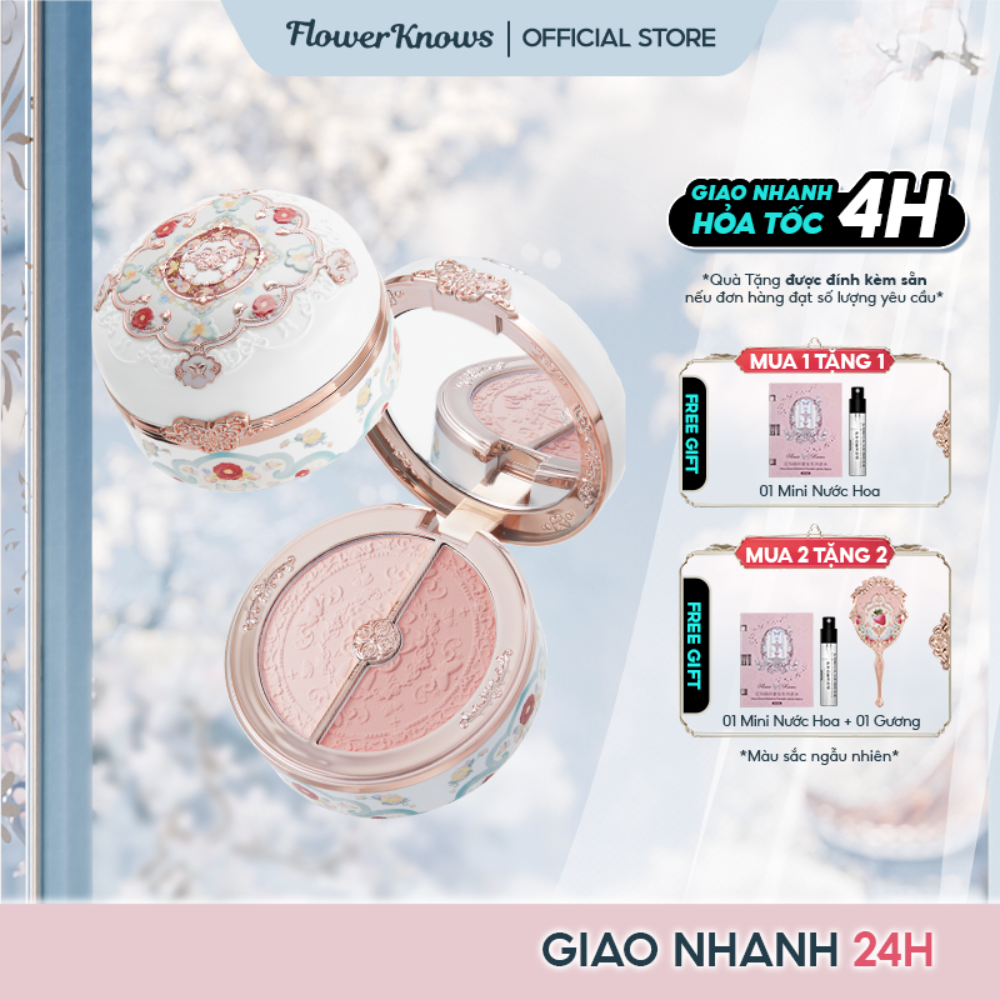 Flower Knows Butterfly Cloud Pastel Lotus phấn má hồng kem tạo khối highlight bắt sáng nhũ bảng đỏ n
