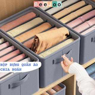 Hộp vải đựng quần áo chia ngăn có thể gấp gọn, giúp sắp xếp tủ quần áo gọn gàng hơn nhà Beejoo_Official