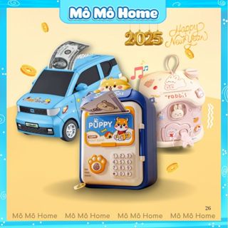 Két sắt mini cho bé hình ô tô hộp đựng tiền tiết kiệm nhiều mẫu kèm sticker cute Mô Mô Home