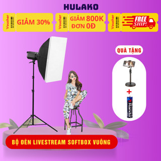 Bộ đèn trợ sáng softbox vuông 60x90 HULAKO cụm berio kèm Chân 2m8, trợ sáng livestream, chụp ảnh studio chuyên nghiệp