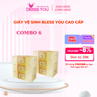 Combo 2 lốc (6 Hộp) Giấy ăn Bless You 1 hộp giấy 3 lớp Siêu mịn siêu dai hàng Việt Nam cao cấp