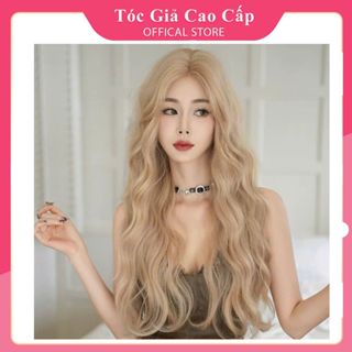 Tóc Giả Nguyên Đầu Giá Rẻ – Tóc Giả Thật Đẹp, Dễ Đội, Phù Hợp Mọi Khuôn Mặt, Mẫu 2 Mái Màu Vàng Tây Xoăn, TS535