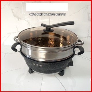 Chảo điện đa năng BESUTO THAILAND VÀ Homely HL-846 công suất 1500W, nồi nấu lẩu 3,5L tặng kèm vỉ hấp Homely Thailand