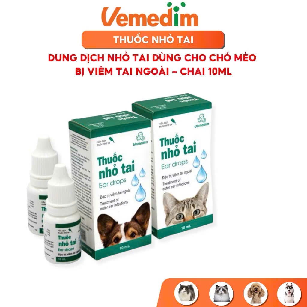 Nhỏ tai  vemedim 10ml trị viêm tai Chó Mèo Pet1989