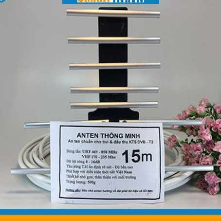 Combo Anten thu sóng DVB -T2 15m dây cáp + Jack nối, ốc vít Smarttnt