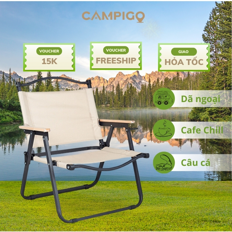 Ghế Camping CP01 CAMPIGO - Ghế Pinic, Dã Ngoại, Gấp Gọn Có Tựa Lưng, Vải Dù Chống Xước, Chống Bẩn, Khung Thép Chắc Chắn | BigBuy360 - bigbuy360.vn