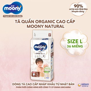   Combo 4 bịch  Bỉm tã dán quần Moony Natural  Moony trắng  siêu cao cấp cho Bé. 