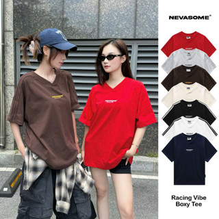 Áo Thun Boxy Raglan Local Brand NEVASOME V-Neck Sọc Tay Cotton 260 gsm Tay Lỡ Form Boxy Rộng Nam Nữ