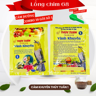 Combo 10 cám chim vành khuyên Thúy Tuấn số 1 - Thức ăn cho chim cảnh gói 100gr-Tặng xúc cám và xiên chuối