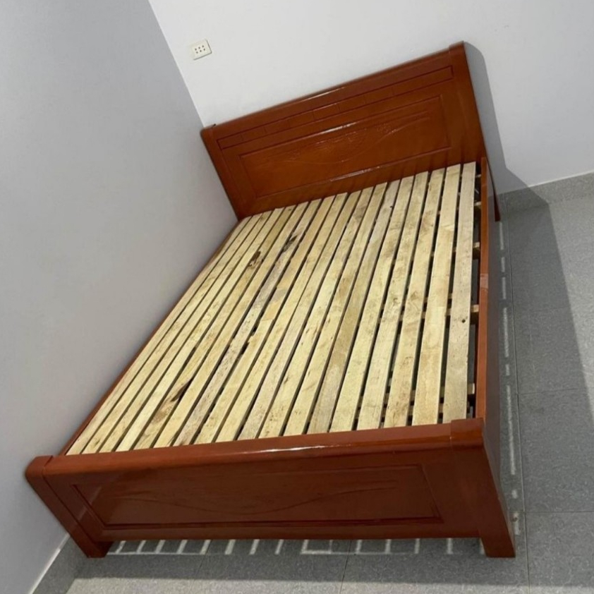 Giường gỗ sồi thời thượng gọn gàng, giường nằm ngủ gỗ ngẫu nhiên 1m6x2m, 1m8x2m - bh 12