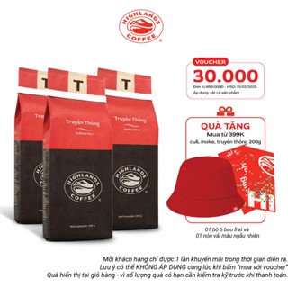 Combo 3 gói Cà phê rang xay Truyền thống Highlands Coffee 200g