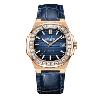 Đồng hồ nam chính hãng Carnival 8108 8108G dây da máy cơ mặt kính sapphire nguyên khối size 41mm