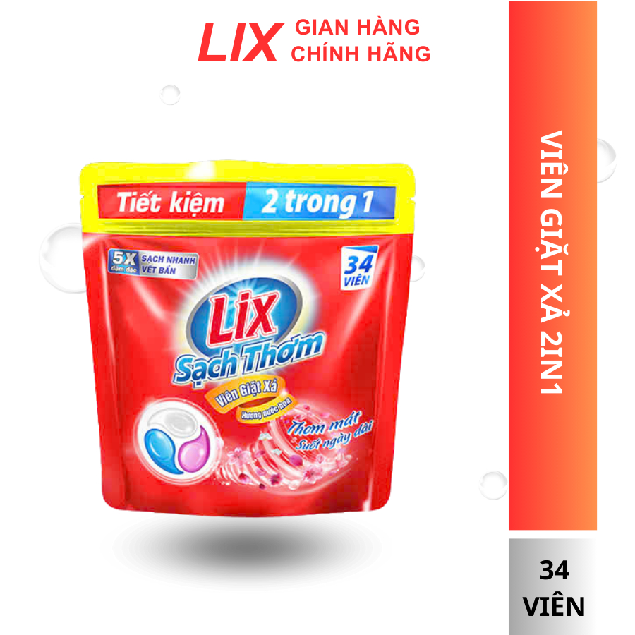 Túi Viên Giặt Xả Tiện Lợi 2in1 Lix (34 viên) - Lixco Việt Nam