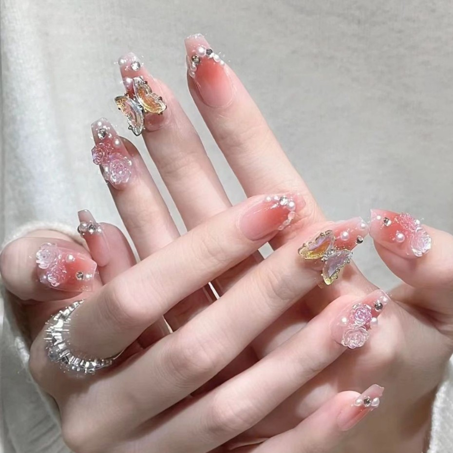 Ảnh 6 của Móng tay giả BEABIAI Nail box kèm keo gắn, dáng ngắn, dài, thiết kế trơn, đính đá sang trọng