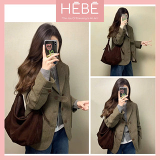 Áo khoác dạ nữ dáng ngắn vải dạ Hàn hai lớp dày dặn ấm áp, áo dạ nữ cổ vest thanh lịch phong cách retro thời trang HEBE