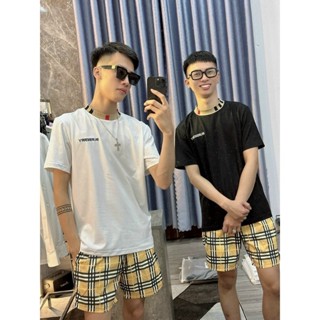  Bộ Quần Áo Nam Nữ BBR Phối Cổ Kẻ Vàng Cực Nét - Bộ Đồ Nam Nữ BBR Phối Caro Ở Cổ Hothit Hè 2025 