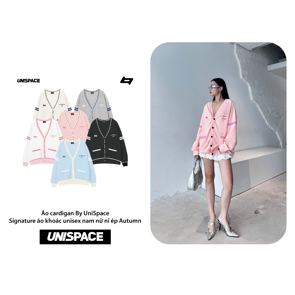 Áo cardigan nỉ By UniSpace Signature áo khoác unisex nam nữ Autumn